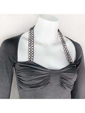 NEW-MARISA K MKC ChunkyChain/Rhinestones Neck Top